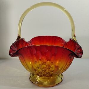 Vintage Indiana Glass Amberina Square Glass Basket